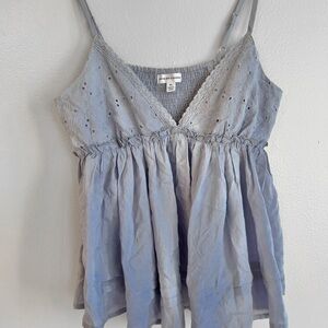 blue lace floral babydoll cami top